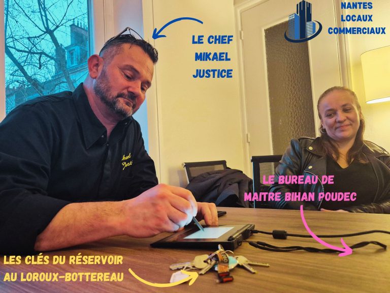 Le Chef Mikael Justice signe son bail chez Maitre Clement Bihan-Poudec
